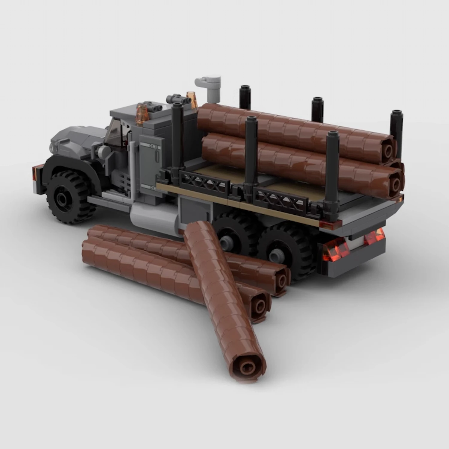 the back of MOC 92555 - Vintage Logging Truck(LEGO Alternative Bricks) is loaded the back of MOC 92555 - Vintage Logging Truck(LEGO Alternative Bricks) is loaded