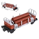 MOC – Logging Lumber Timber Bulkhead Wood transport wagon flatcar with log load - Classic Size Building Blocks
