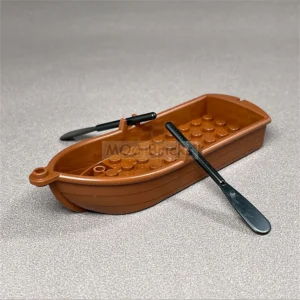Custom Piece – brown rowboat with two black oars – 3D Print for LEGO Custom Piece – brown rowboat with two black oars – 3D Print for LEGO
