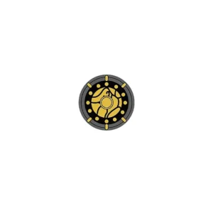 Custom Piece – gold design on a dark grey or black background round shield – 3D Print for LEGO