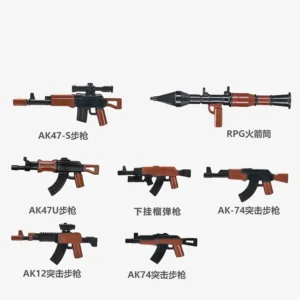 Custom Piece – military weapons AK series and an RPG – 3D Print for LEGO minifigure
