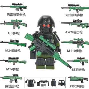 Minifigure - Special Forces Soldier SWAT Special Weapons and Tactics team member and green weapon custom pieces (LEGO Alternative) Minifigure - Special Forces Soldier SWAT Special Weapons and Tactics team member and green weapon custom pieces (LEGO Alternative)