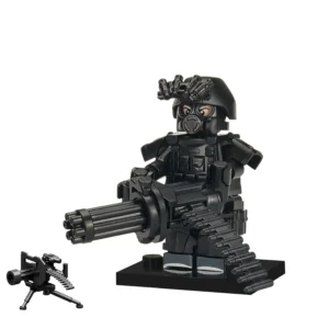 Minifigure - Special Forces operative SWAT Special Weapons and Tactics team member and Gatling style machine gun (LEGO Alternative) Minifigure - Special Forces operative SWAT Special Weapons and Tactics team member and Gatling style machine gun (LEGO Alternative)
