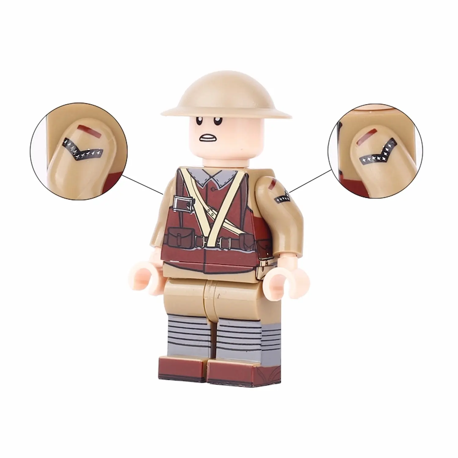 Minifigure – British Army infantryman, known colloquially as a Tommy, from the World War I era (1914-1918) (LEGO Alternative)