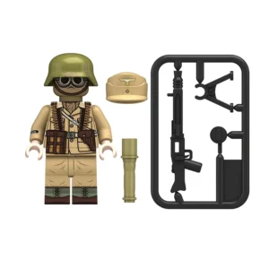 Minifigure – German Afrika Korps DAK machine gunner from North African Campaign of World War II (LEGO Compatible) Minifigure – German Afrika Korps DAK machine gunner from North African Campaign of World War II (LEGO Compatible)