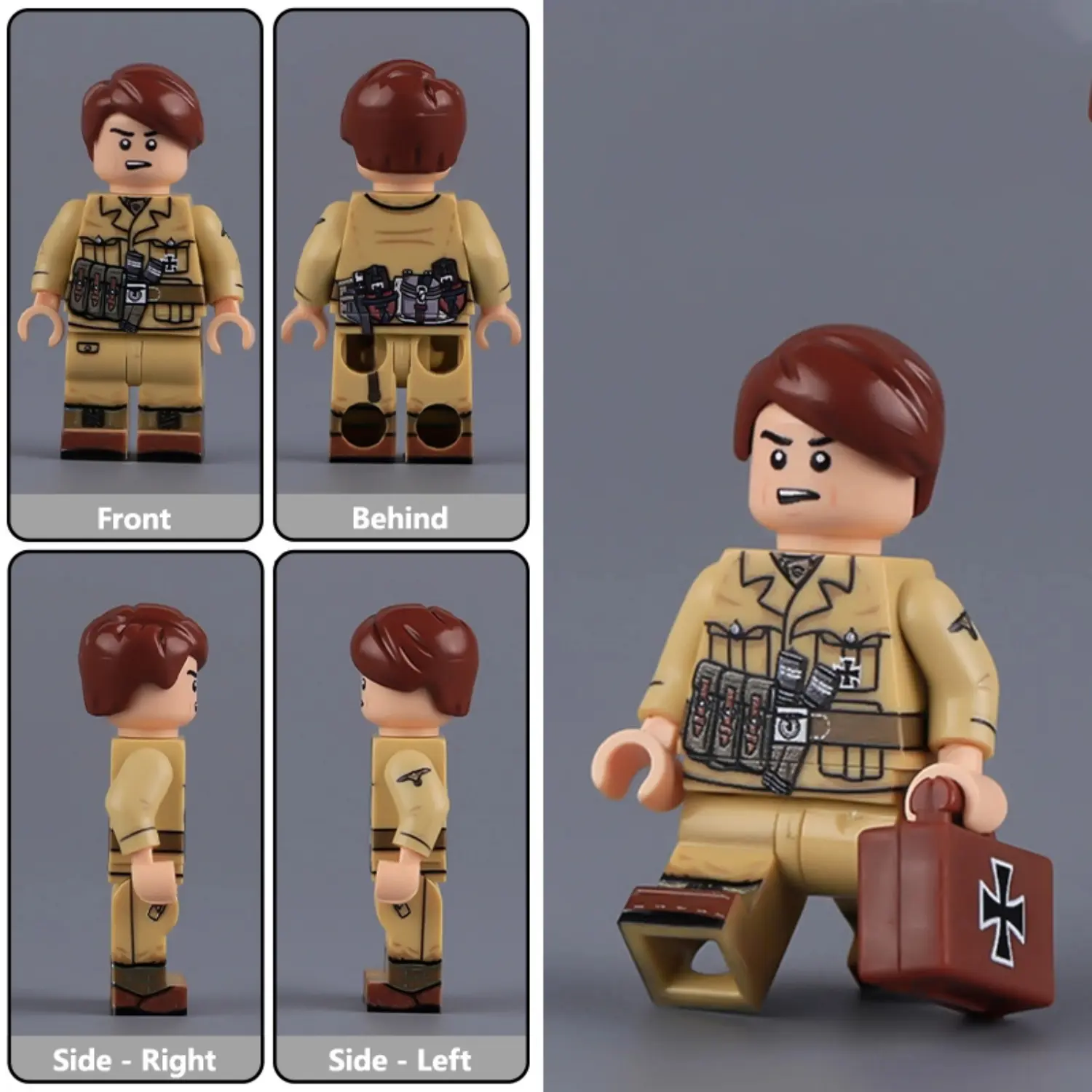 Minifigure - German Afrikakorps (DAK) Medic (Sanitäter) from the North African Campaign of World War II (LEGO Compatible)
