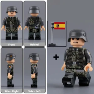 Minifigure - Spanish volunteer machine gunner or assistant from the famous Blue Division División Azul German Army's 250th Infantry Division (LEGO Compatible)