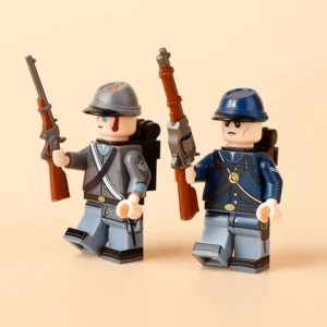 opposing soldiers from the American Civil War, Confederate soldier and Union soldier - Custom Printed Brick Block Figure