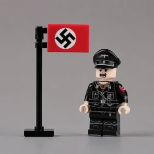 Officer From The German Nazi Schutzstaffel (ss) During The World War Ii Era – Custom Printed Brick Block Figure With National Flag Of Nazi Germany Swastika Flag