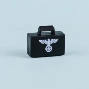 Custom Piece Miniature – army military briefcase or satchel molded in a black color printed in white with the Wehrmachtsadler – 3D Print for LEGO minifigure