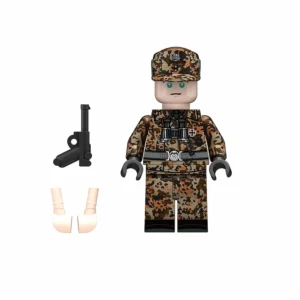 Minifigure - German soldier from a Panzer (Armored) unit Oak Leaf Pattern during World War II (LEGO Compatible)