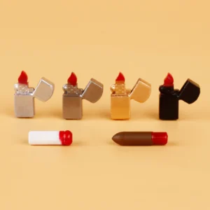 Custom Piece Miniature – four windproof lighters in various colors, a lit cigarette, and a cigar – 3D Print for LEGO Minifigure