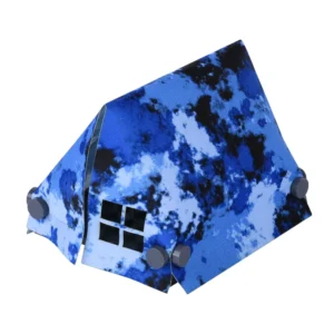 Custom Piece Miniature – large A-frame tent printed with a stylized blue camouflage camouflage pattern – 3D Print for LEGO minifigure