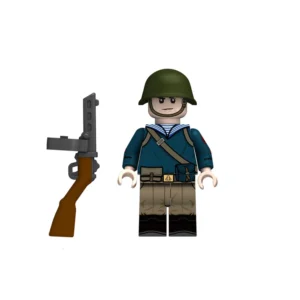 Minifigure – Soviet Naval Infantryman wearing a dark blue naval shirt from the World War II era (LEGO Compatible)