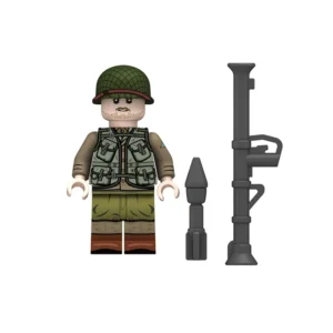 Minifigure – U.S. Army Ranger Anti-Tank Gunner equipped for the D-Day invasion of Normandy from World War II (LEGO Compatible)