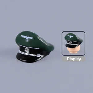 Custom Piece Miniature – German Army (Wehrmacht) Officer Visor Cap (Dark Green & Black) – 3D Print for LEGO minifigure Custom Piece Miniature – German Army (Wehrmacht) Officer Visor Cap (Dark Green & Black) – 3D Print for LEGO minifigure