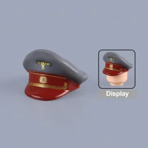 Custom Piece Miniature – German High Command General Officer Visor Cap (Grey, Red & Gold) – 3D Print for LEGO minifigure Custom Piece Miniature – German High Command General Officer Visor Cap (Grey, Red & Gold) – 3D Print for LEGO minifigure