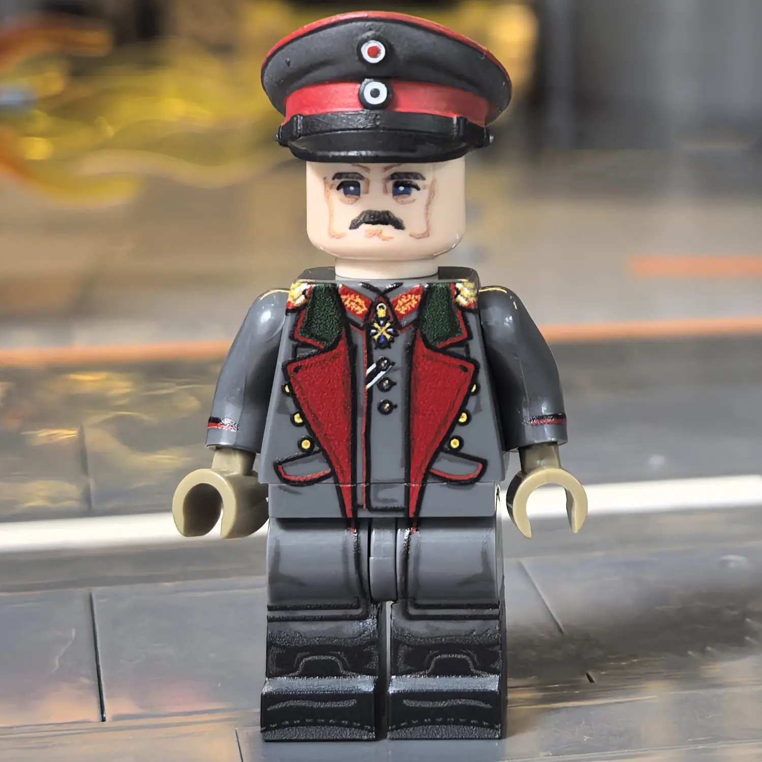 the front of the Minifigure - General Erich Ludendorff (First Quartermaster General of the Imperial German Army - 1918) WWI (LEGO Compatible)