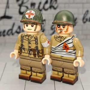 Minifigure – U.S. Army Combat Medic and Wounded Soldier (Bandaged Casualty) WWII (LEGO Compatible) Minifigure – U.S. Army Combat Medic and Wounded Soldier (Bandaged Casualty) WWII (LEGO Compatible)