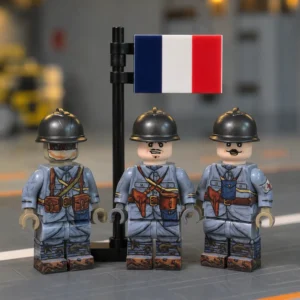 French Army “poilus” (battle Of Verdun, Wwi) – Custom Printed Brick Block Figure With National Flag Of France