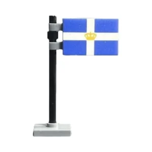 Historical Flag Of The Kingdom Of Greece (state Flag With Royal Crown) Assembly Custom 3d Printed Miniature Accessory Parts Pieces For Brick Block Figures