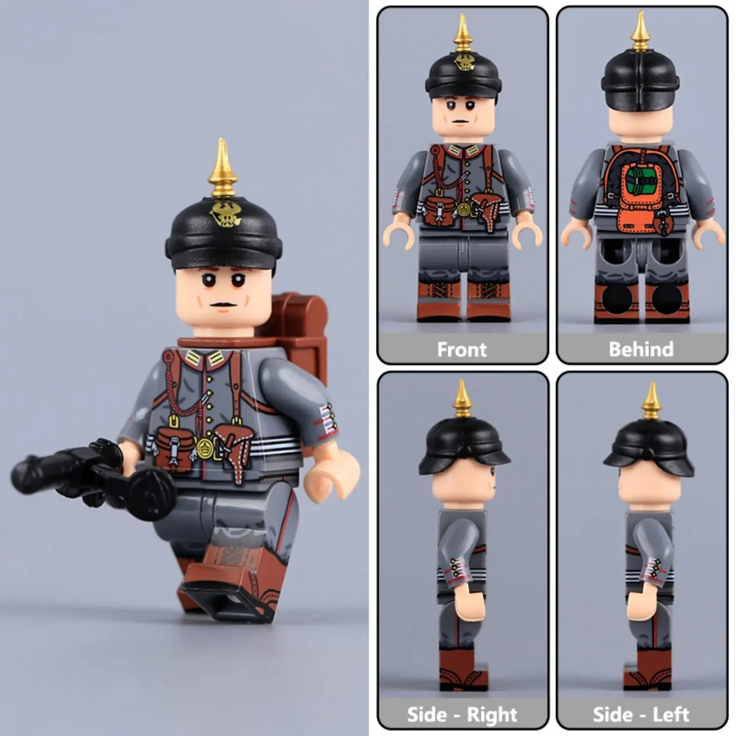 All Sides Of Imperial German (prussian) Officer Wwi Custom Printed Brick Block Figure