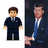 35th U.s. President John F. Kennedy (classic Navy Pinstripe Suit Edition) Custom Printed Brick Block Figure With Real Person