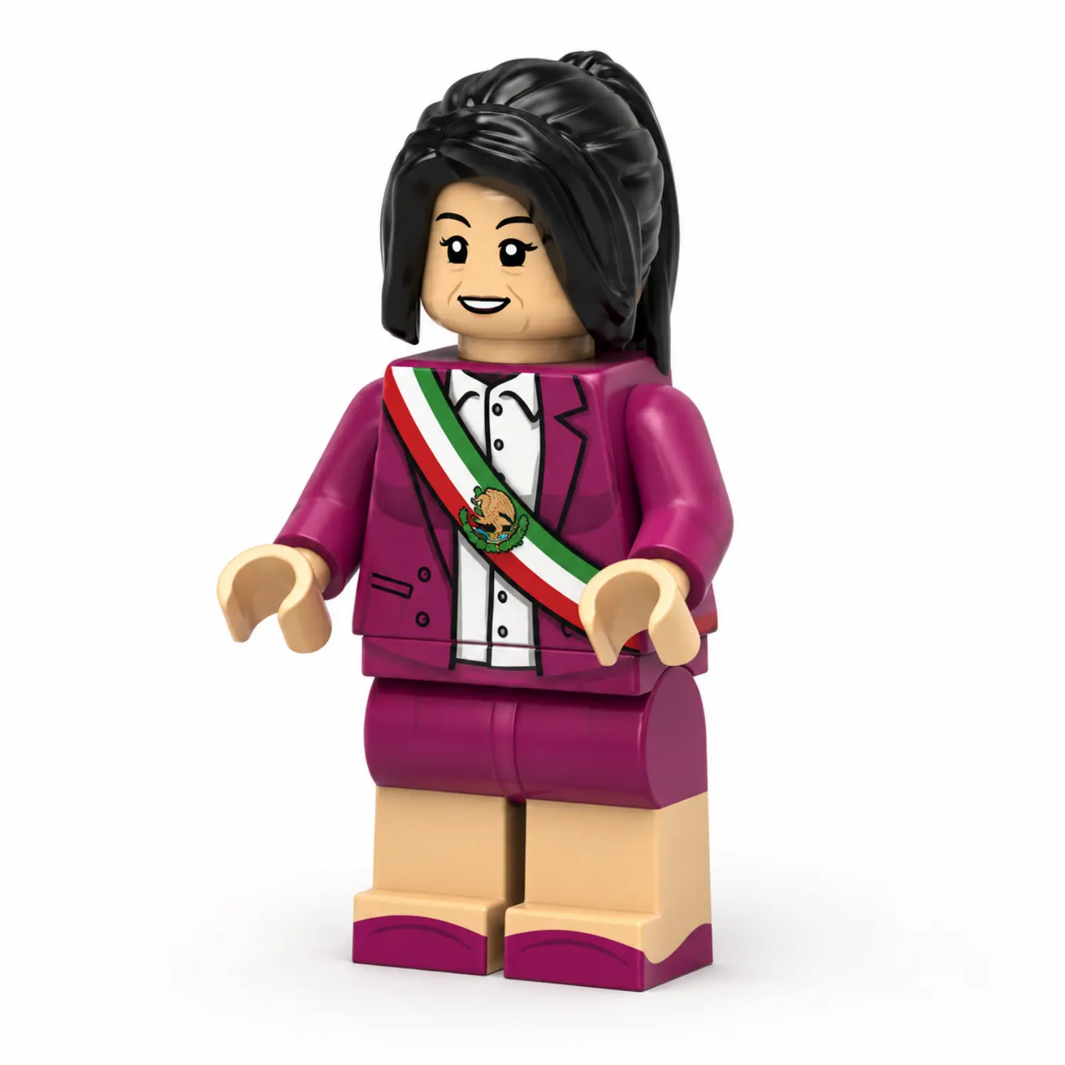 66th President Of Mexico Claudia Sheinbaum (purple Suit Edition) Custom Printed Brick Block Figure