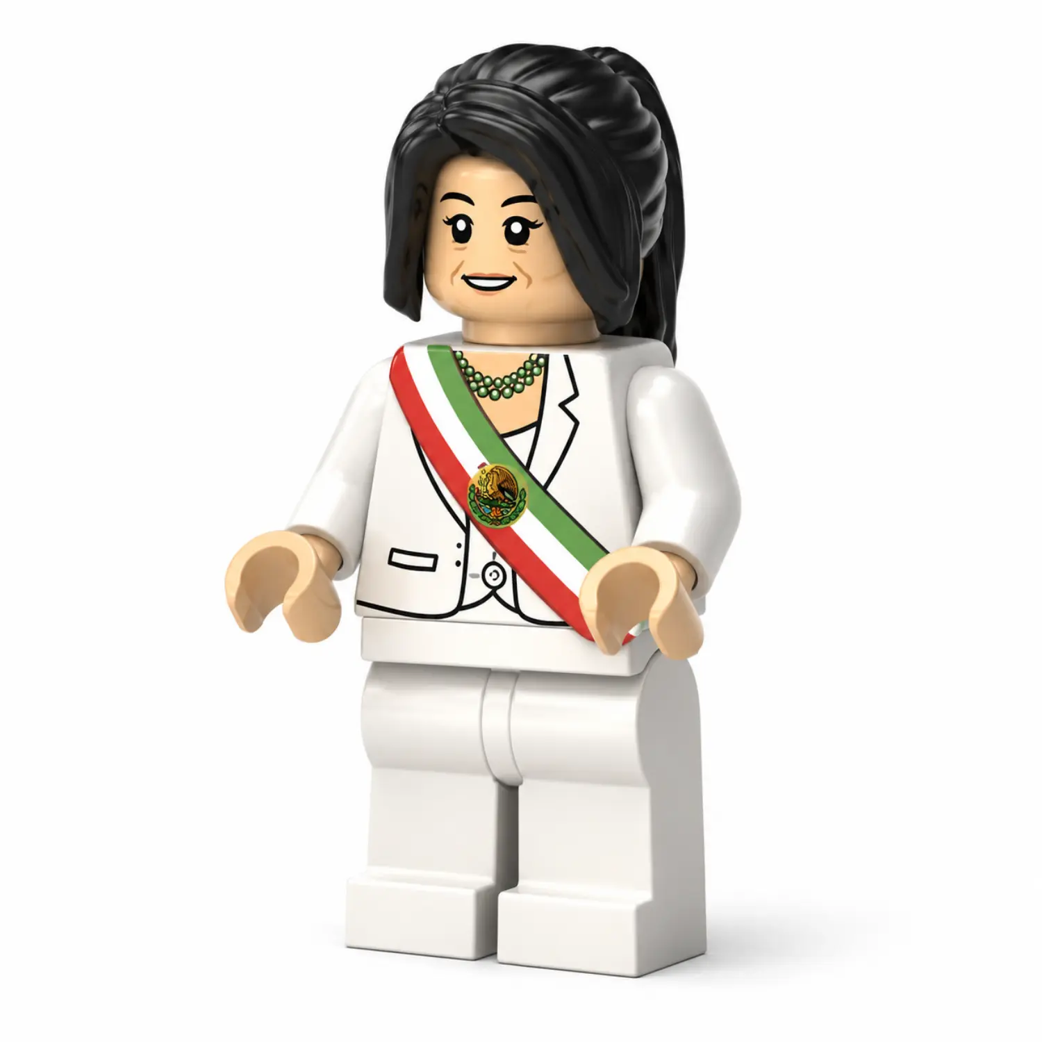 66th President Of Mexico Claudia Sheinbaum (white Inauguration Dress Edition) Custom Printed Brick Block Figure