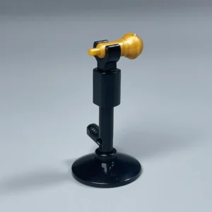 Gold Microphone with Adjustable Black Stand Assembly - Custom 3D Printed Miniature Accessory Parts Pieces for Brick Block Figures Gold Microphone With Adjustable Black Stand Assembly Custom 3d Printed Miniature Accessory Parts Pieces For Brick Block Figures