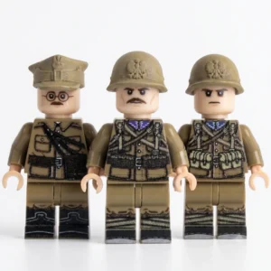 Polish Army 1939 Infantry Squad Captain, Rifleman & Machine Wwii Custom Printed Brick Block Figure