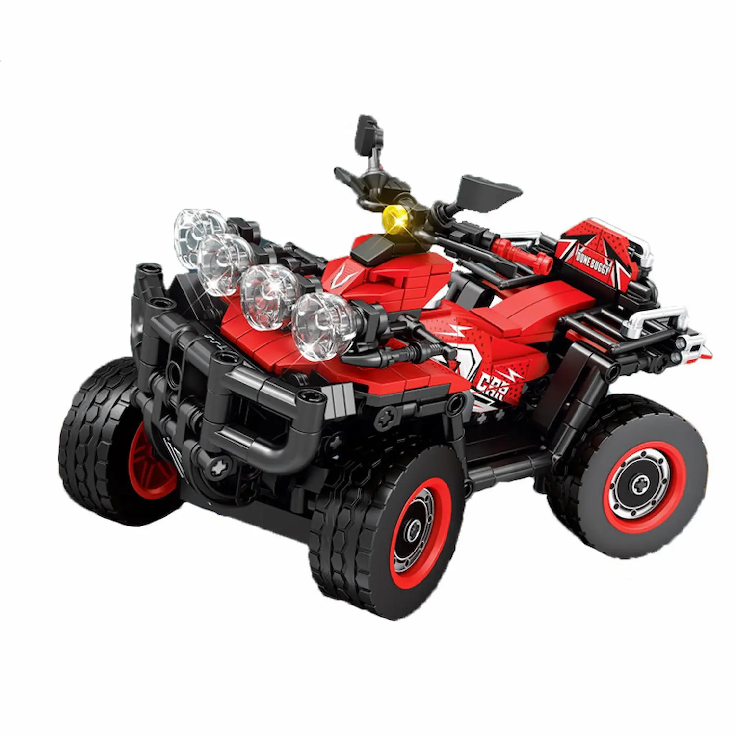 Red All Terrain Vehicle (atv) Quad Bike Technical Classic Size Building Blocks