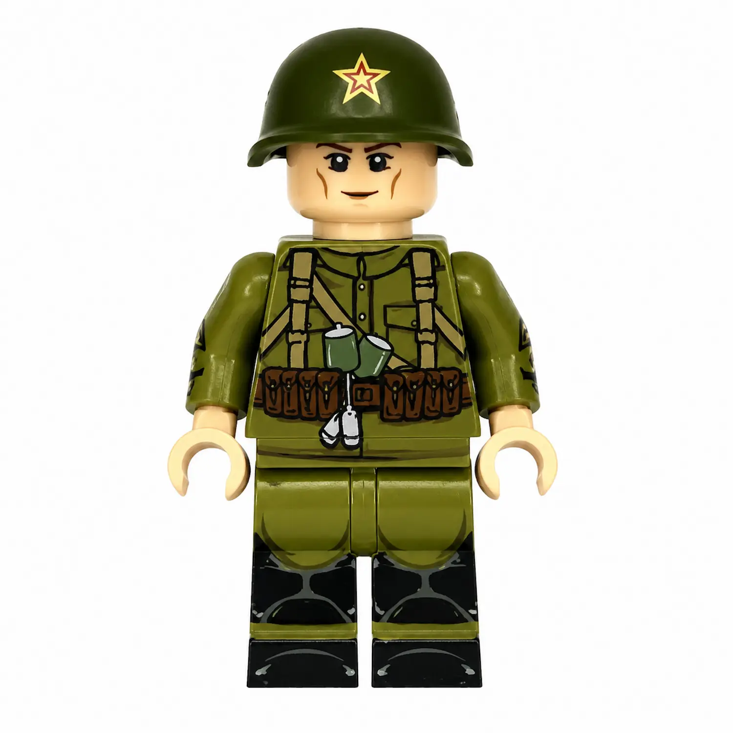 Soviet Red Army Infantryman In Green Uniform Wwii Custom Printed Brick Block Figure